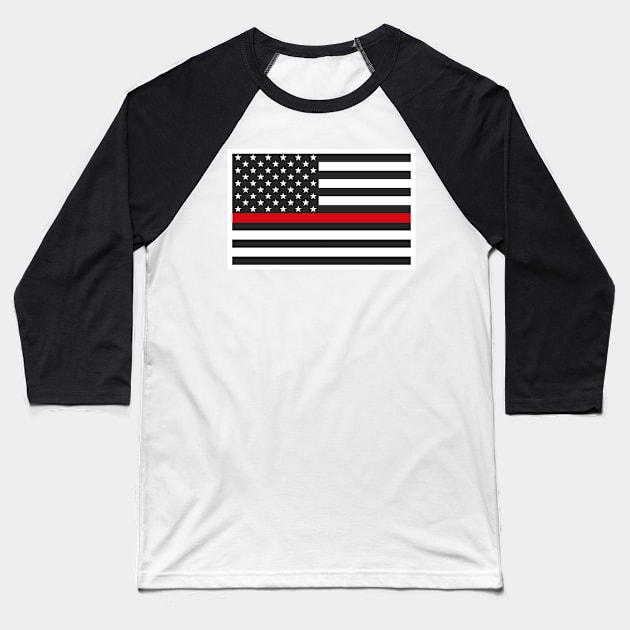 Firefighter Gifts, Thin Red Line Flag Baseball T-Shirt by 3QuartersToday